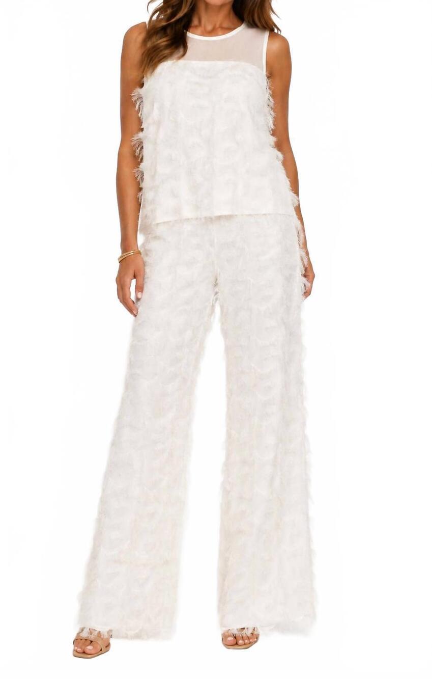 NEW IC COLLECTION eyelash wide leg pant in white